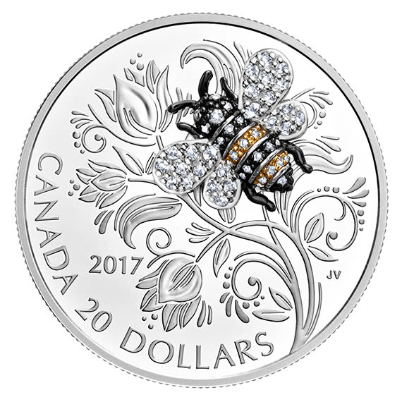 RCM-New-Release:-2017-1-Oz.-Pure-Silver-Coin---Bejewelled-Bugs:-Bee